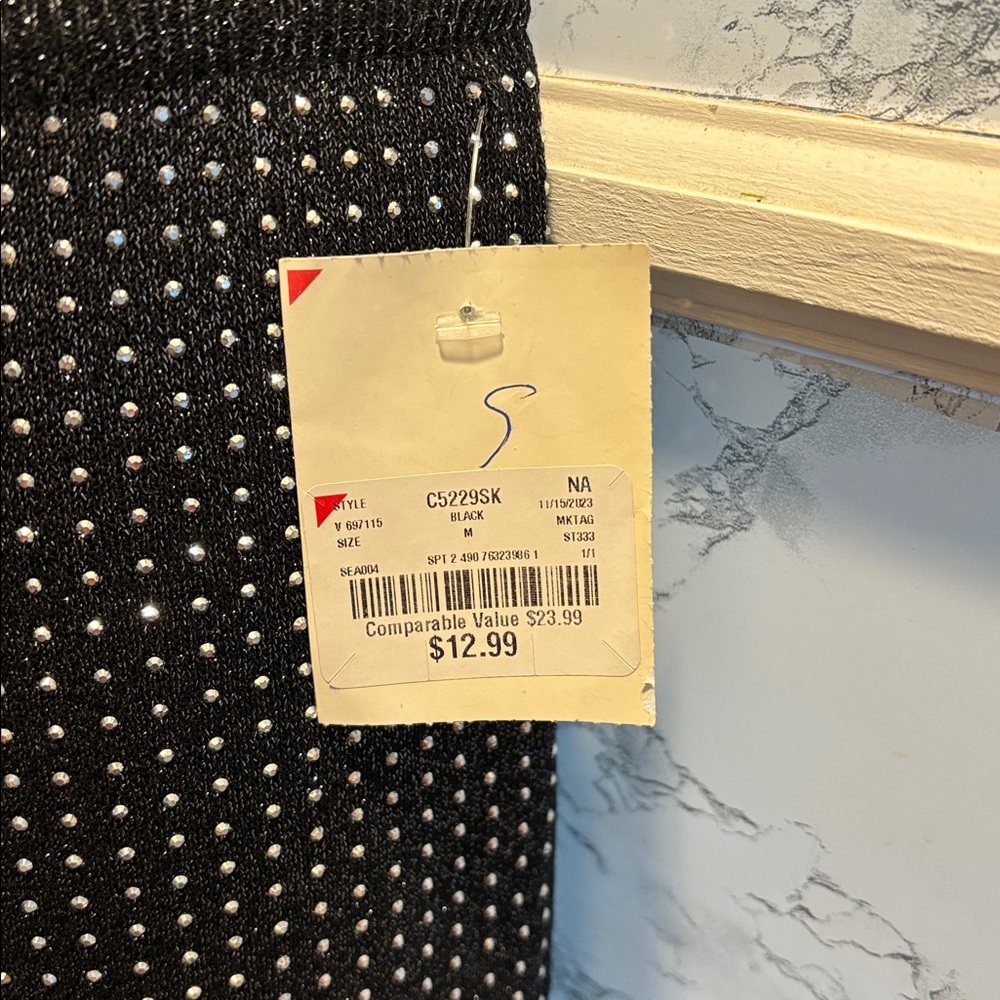 Ontwelfth Size Small 89% Viscosa 11% Nailon Skirt Colored Black And Silver NWTS - Picture 7 of 11